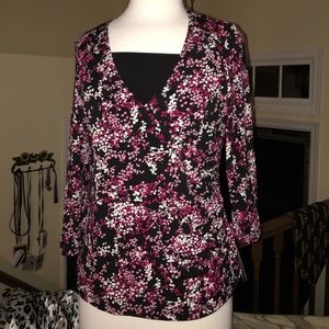 Magic Top Shape Control LS pink Black Floral MED